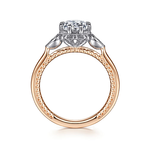 Art Deco 14K White-Rose Gold Round Diamond Channel Set Engagement Ring