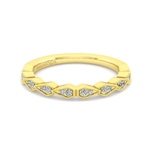 Art Deco 14K Yellow Gold Diamond Matching Wedding Band