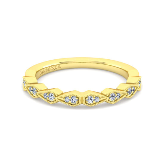 Gabriel - Art Deco 14K Yellow Gold Diamond Matching Wedding Band