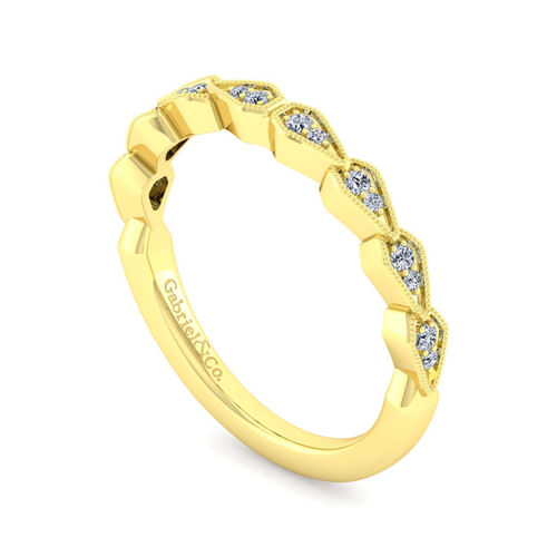 Art Deco 14K Yellow Gold Diamond Matching Wedding Band