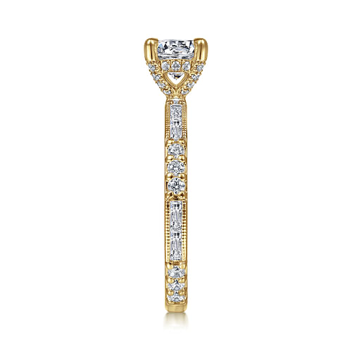 Art Deco 14K Yellow Gold Round Diamond Engagement Ring