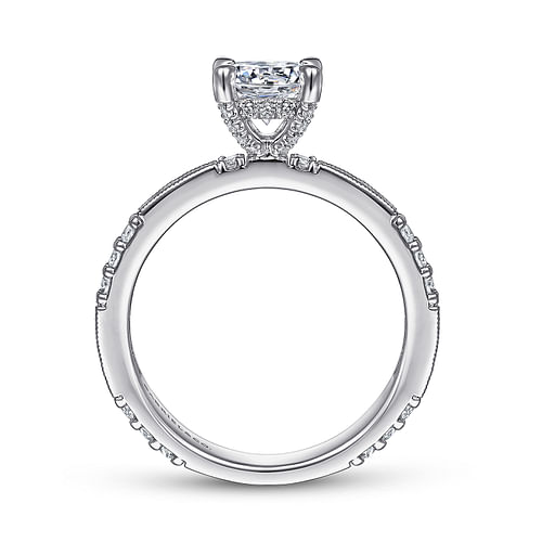 Art Deco Platinum Round Diamond Channel Set Engagement Ring