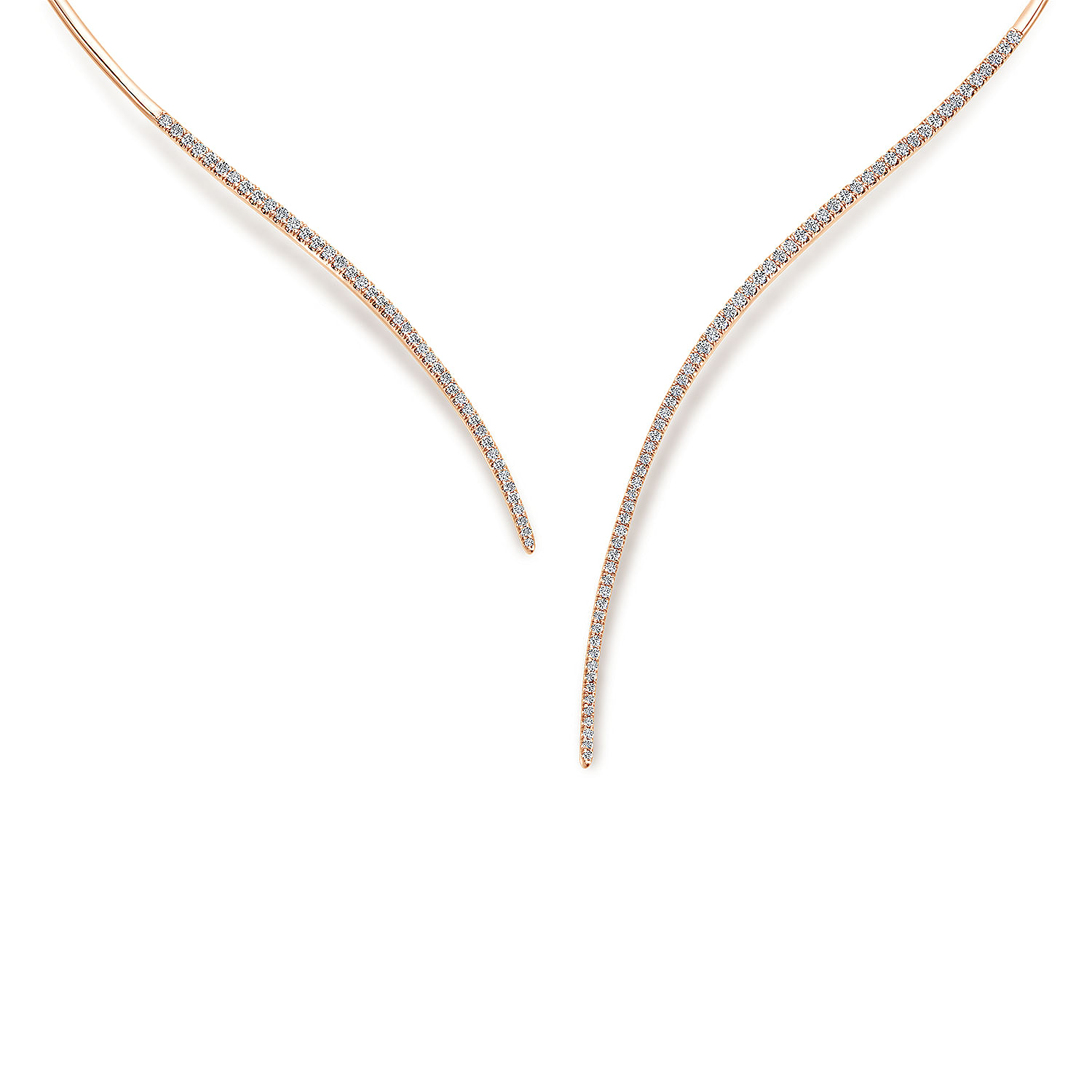 Asymmetrical 14K Rose Gold Open Diamond Collar Necklace