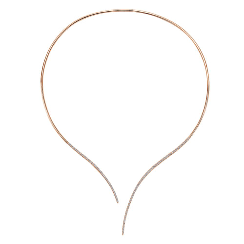 Asymmetrical 14K Rose Gold Open Diamond Collar Necklace