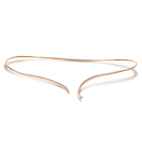 Asymmetrical 14K Rose Gold Open Diamond Collar Necklace