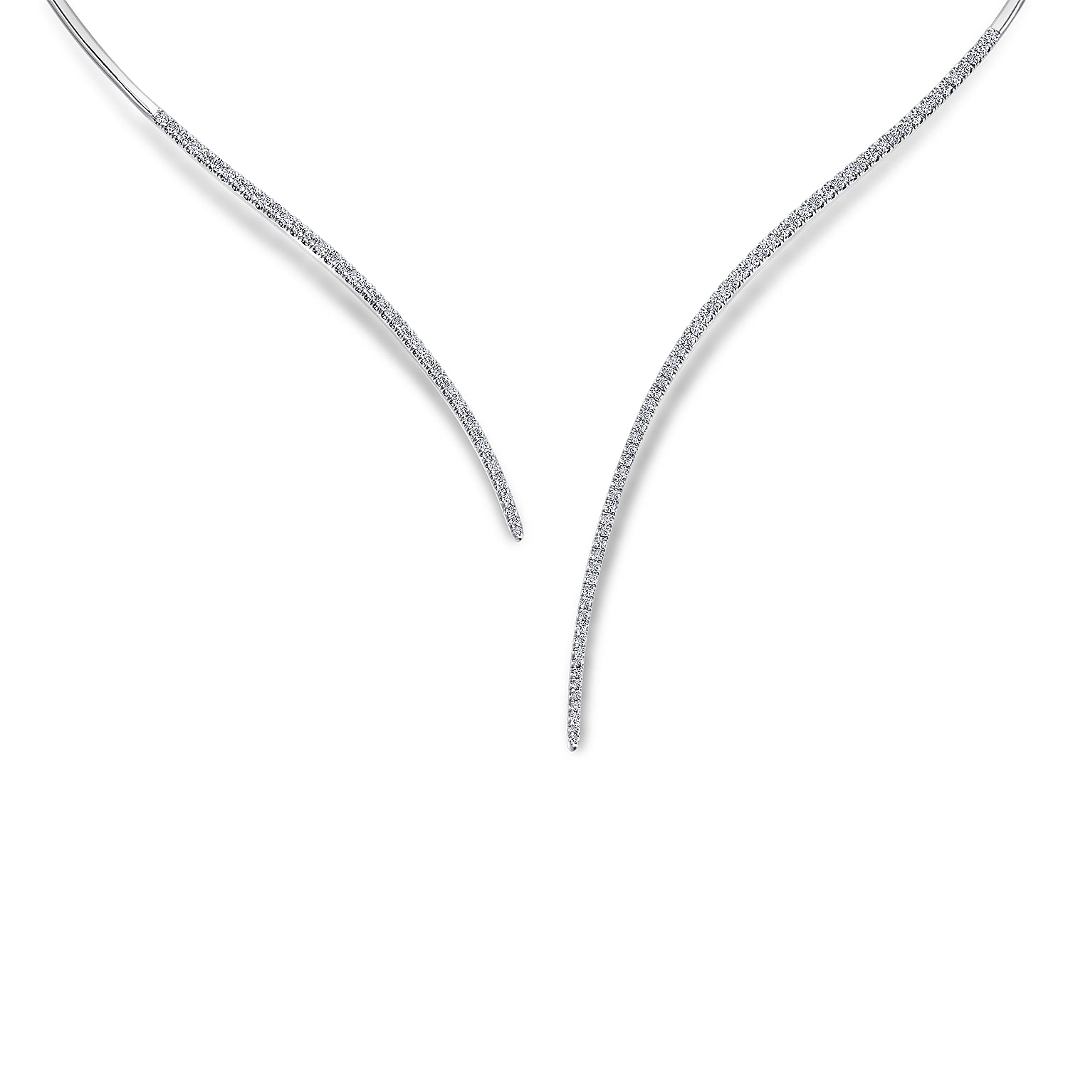 Gabriel - Asymmetrical 14K White Gold Open Diamond Collar Necklace