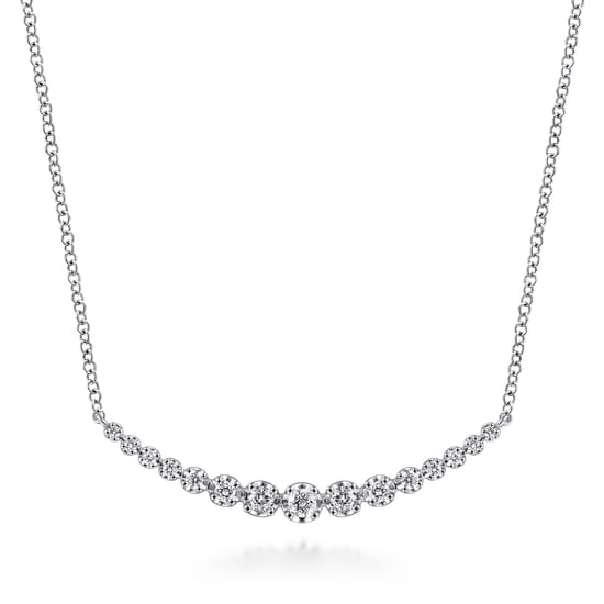 Gabriel - Bar Necklace Curved 14K White Gold Diamond 0.25ct