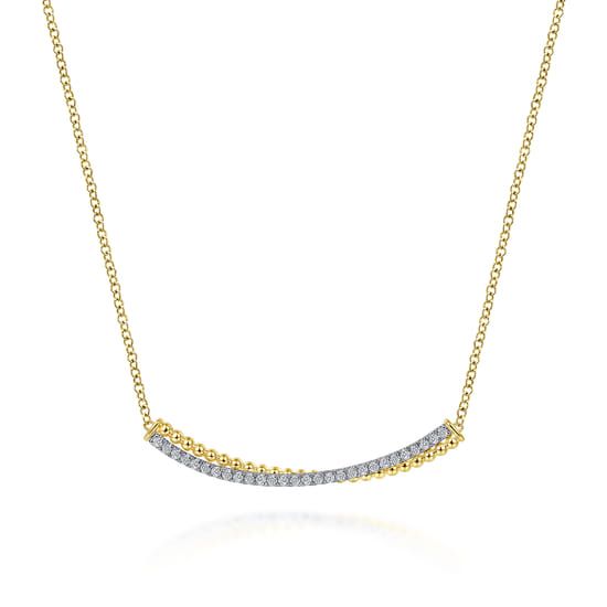 Gabriel - Bar Necklace Curved 14K White and Yellow Gold Diamond 0.3ct Bujukan