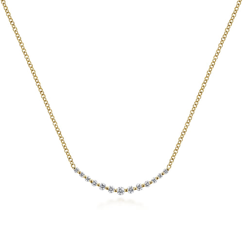 Bar Necklace Curved 14K Yellow Gold Diamond 0.25ct