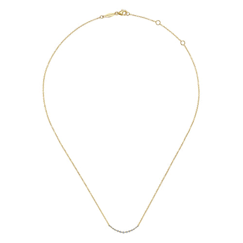 Bar Necklace Curved 14K Yellow Gold Diamond 0.25ct