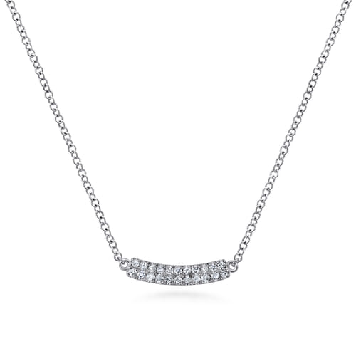 Bar Necklace Straight 14K White Gold Diamond 0.11ct