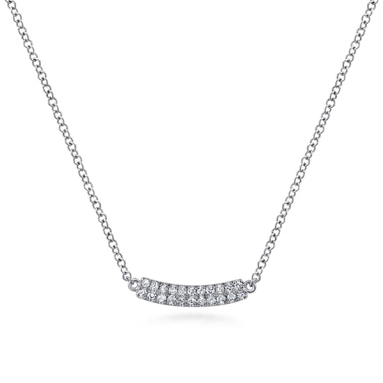 Gabriel - Bar Necklace Straight 14K White Gold Diamond 0.11ct