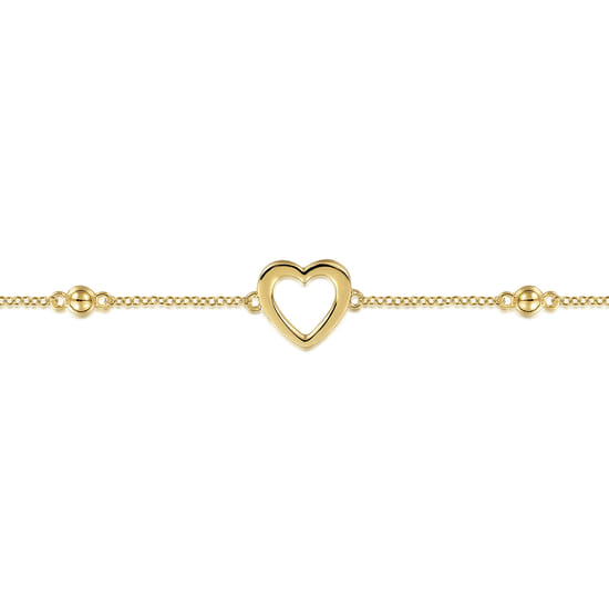 Beaded Chain Bracelet Heart 14K Yellow Gold Bujukan angle 2