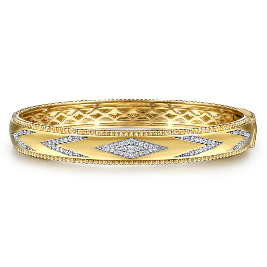 Gabriel - Beaded Closed Bangle Bracelet 14K Yellow Gold Diamond 0.35ct Bujukan