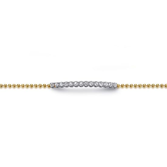 Chain Bracelet Bar 14K White and Yellow Gold White Sapphire Bujukan angle 2