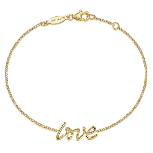 Chain Bracelet Initial 14K Yellow Gold Chain Bracelet Initial 14K Yellow Gold