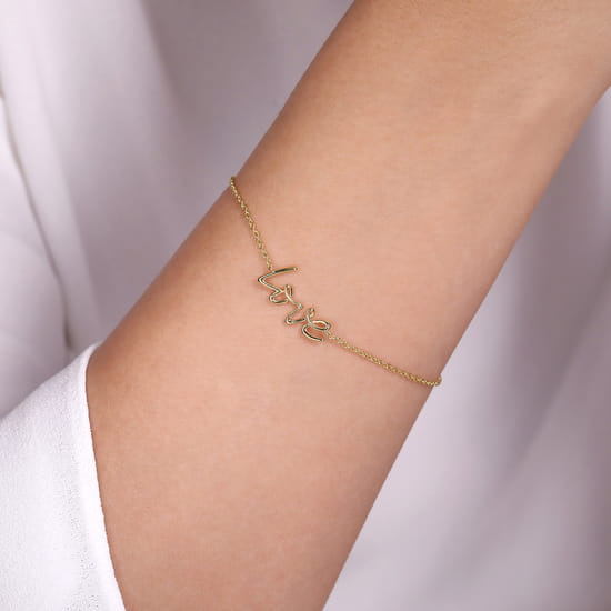 Chain Bracelet Initial 14K Yellow Gold angle 3