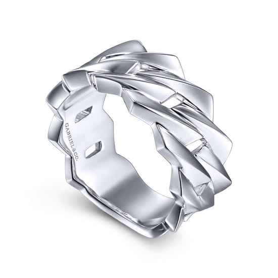 Chain Link Wide Band 925 Sterling Silver angle 3