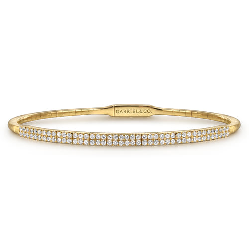 Closed Bangle Bracelet 14K Yellow Gold Diamond 0.75ct