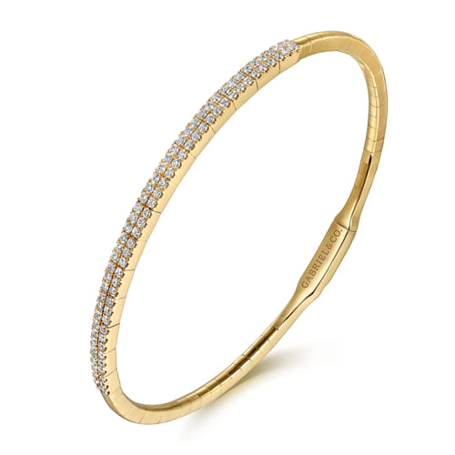 Closed Bangle Bracelet 14K Yellow Gold Diamond 0.75ct