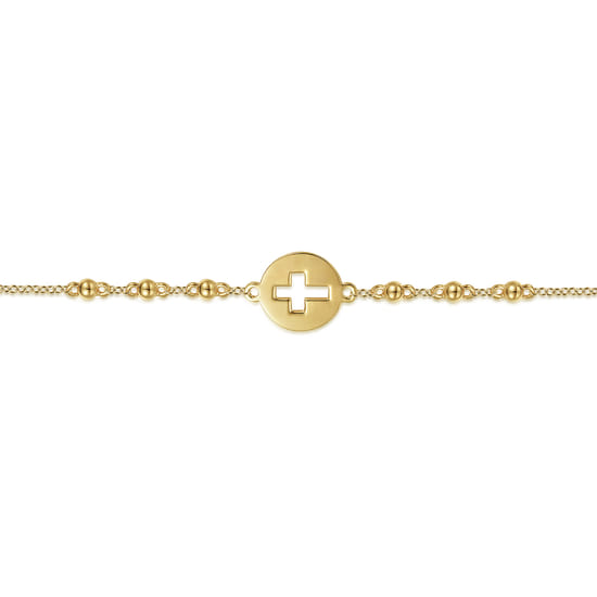 Cross Bracelet 14K Yellow Gold Bujukan angle 2 Cross Bracelet 14K Yellow Gold Bujukan angle 2