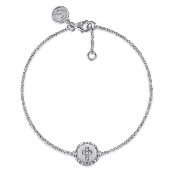 Cross Bracelet 925 Sterling Silver Diamond 0.03ct Bujukan Cross Bracelet 925 Sterling Silver Diamond 0.03ct Bujukan