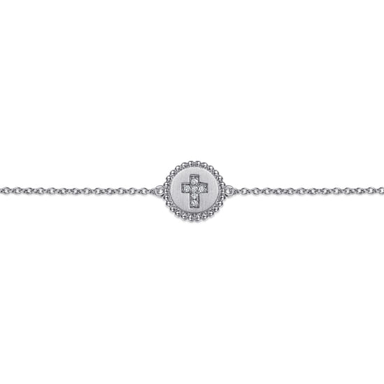 Cross Bracelet 925 Sterling Silver Diamond 0.03ct Bujukan angle 2 Cross Bracelet 925 Sterling Silver Diamond 0.03ct Bujukan angle 2