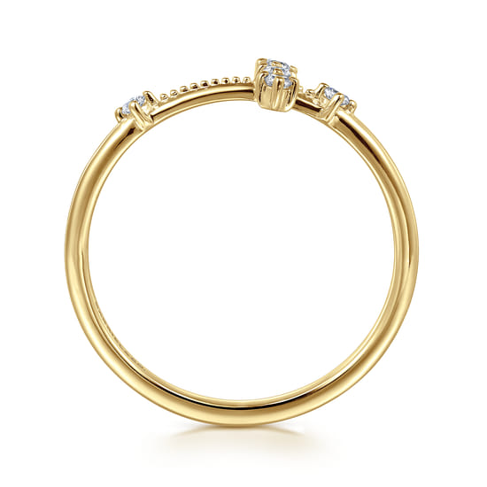 Cross Ring 14K Yellow Gold Diamond 0.08ct angle 2