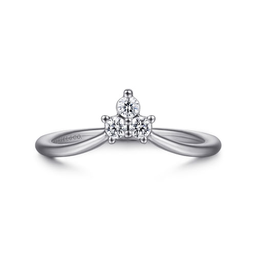Curved  14K White Gold Diamond Anniversary Band