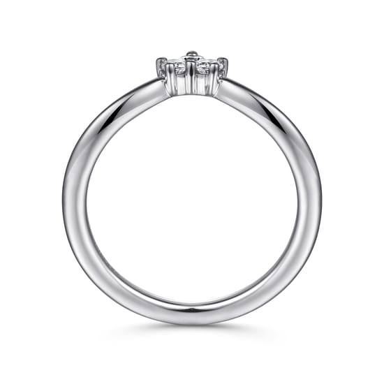 Curved  14K White Gold Diamond Anniversary Band angle 2