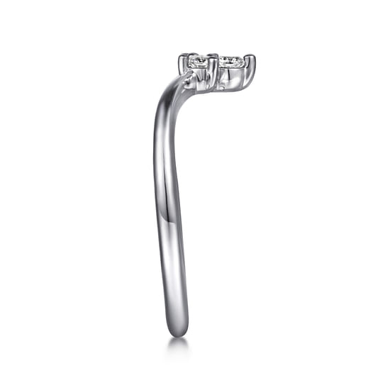 Curved  14K White Gold Diamond Anniversary Band angle 4