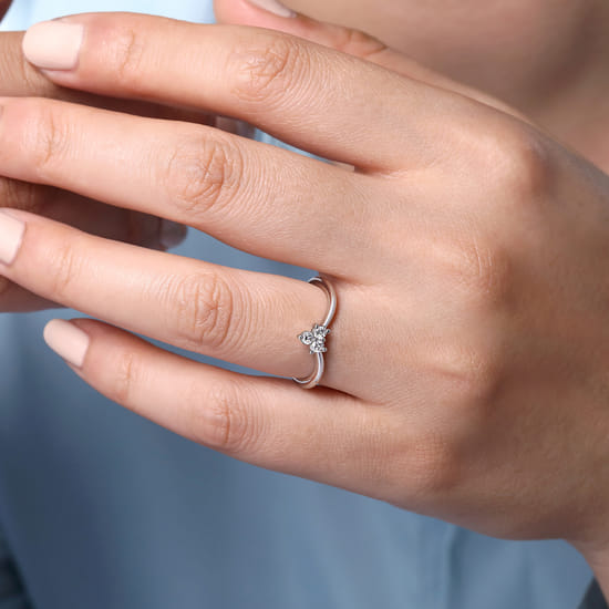 Curved  14K White Gold Diamond Anniversary Band angle 5
