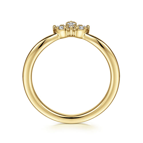 Curved  14K Yellow Gold Diamond Anniversary Band