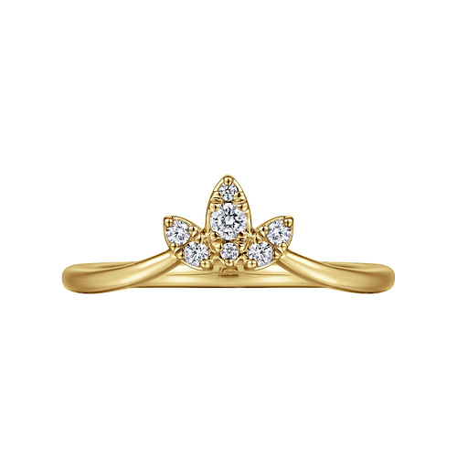 Curved  14K Yellow Gold Diamond Anniversary Band