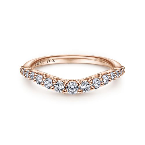 Curved-14K Rose Gold Diamond Anniversary Band