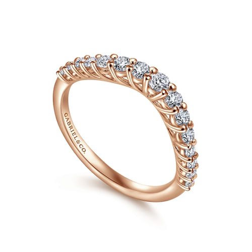 Curved-14K Rose Gold Diamond Anniversary Band