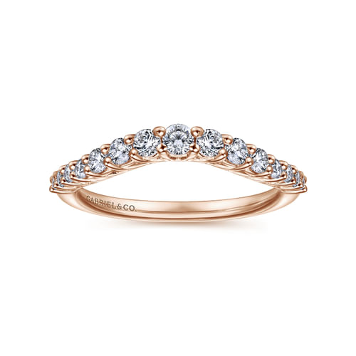 Curved-14K Rose Gold Diamond Anniversary Band