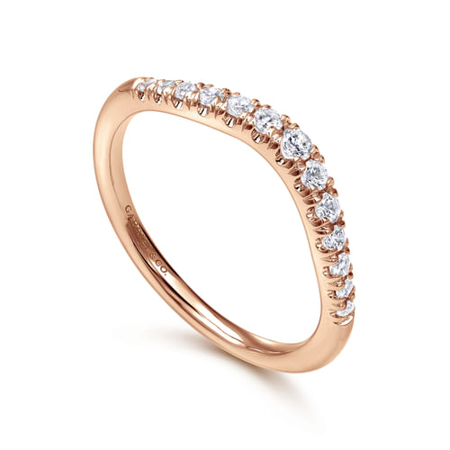 Curved-14K Rose Gold Diamond Anniversary Band