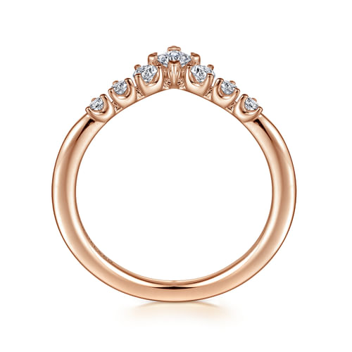 Curved 14K Rose Gold Princess Cut and Round Diamond Anniversary Band