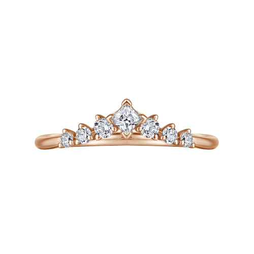 Curved 14K Rose Gold Princess Cut and Round Diamond Anniversary Band