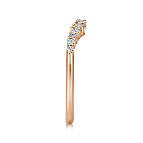 Curved 14K Rose Gold Shared Prong Diamond Wedding Band