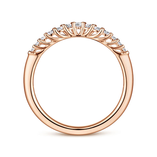 Curved 14K Rose Gold Shared Prong Diamond Wedding Band