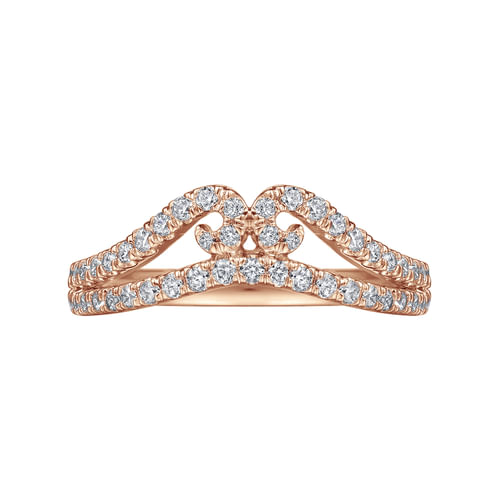 Curved 14K Rose Gold Twisted Diamond Anniversary Band