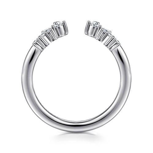 Curved 14K White Gold Bursting Diamond Open Anniversary Ring
