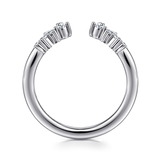 Curved 14K White Gold Bursting Diamond Open Anniversary Ring angle 2