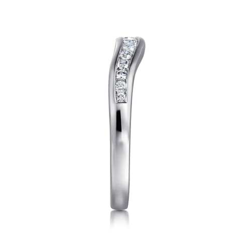 Curved 14K White Gold Channel Set Diamond Anniversary Band