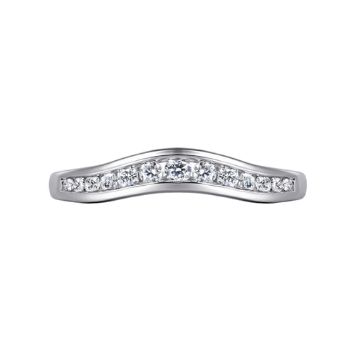 Curved 14K White Gold Channel Set Diamond Anniversary Band