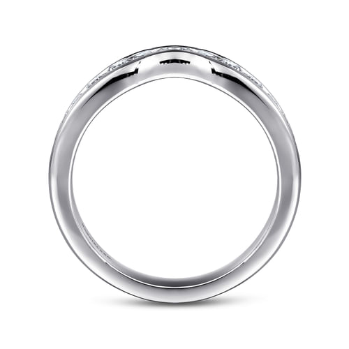 Curved 14K White Gold Channel Set Diamond Wedding Band