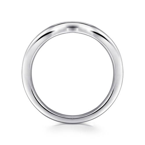 Curved 14K White Gold Channel Set Diamond Wedding Band