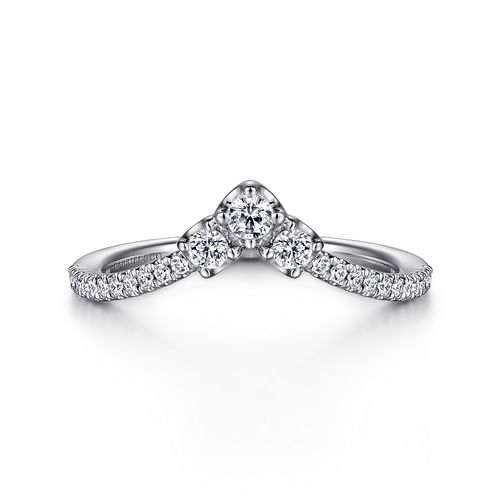 Curved-14K White Gold Diamond Anniversary Band